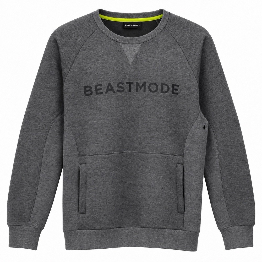 Beastmode Men's Large Gray Athletic Crewneck Sweatshirt Pullover Side Zip